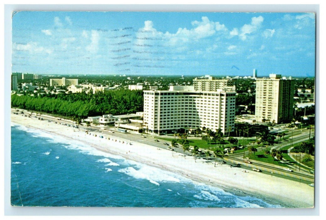 1976 Birds Eye View Sunrise Inn On The Ocean Fort Lauderdale Florida FL Postcard