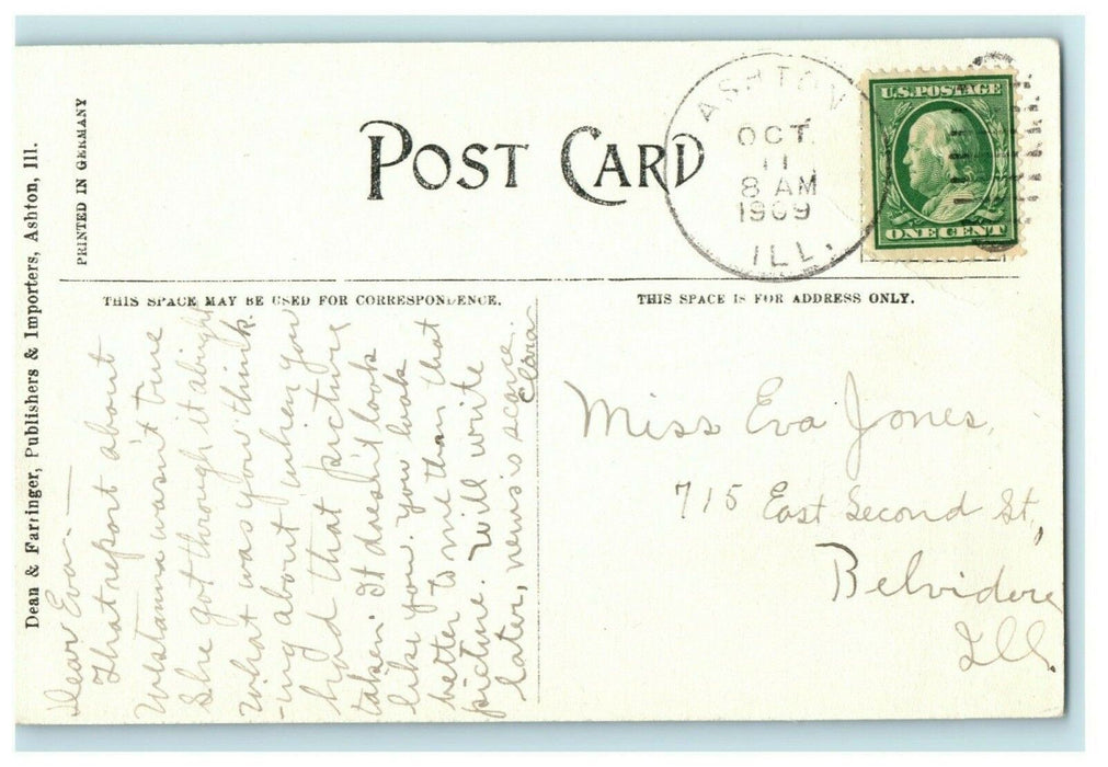 Ashton Illinois Sheep Feeding Yards 1909 Belvidere Vintage Antique Postcard