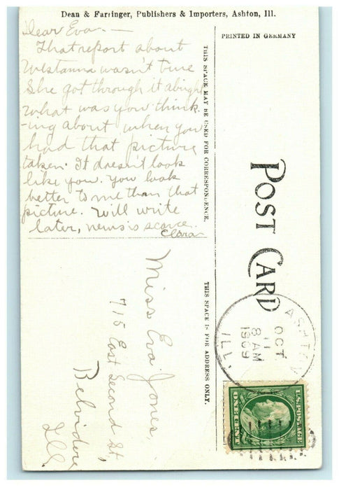 Ashton Illinois Sheep Feeding Yards 1909 Belvidere Vintage Antique Postcard