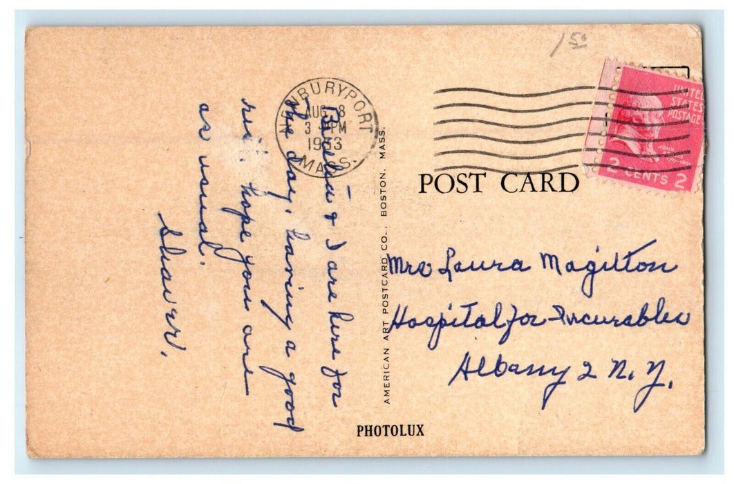 1953 Lord Timothy Dexter Mansion Horse And Buggy Newburyport MA Postcard