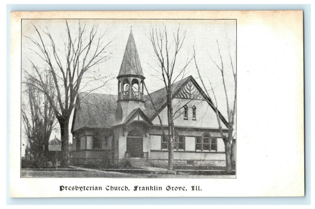 Presbyterian Church Franklin Grove Illinois c1905 Vintage Antique Postcard