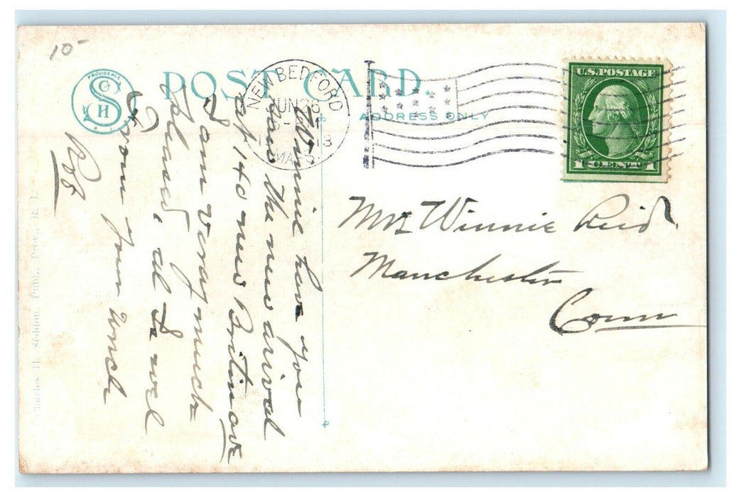 1913 Driving to Fairhaven Bridge, New Bedford, Massachusetts MA Postcard