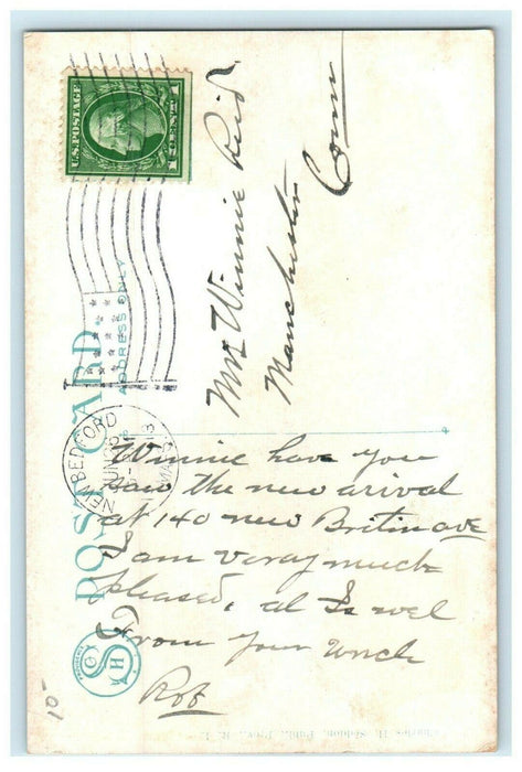 1913 Driving to Fairhaven Bridge, New Bedford, Massachusetts MA Postcard