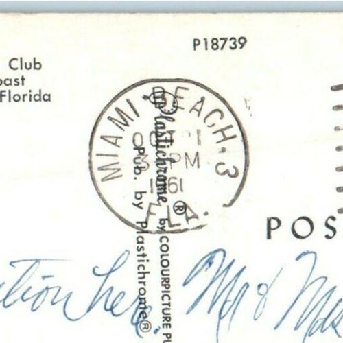 1961 View Of Desert Inn Motel Tropical Pool Miami Beach Florida FL Postcard