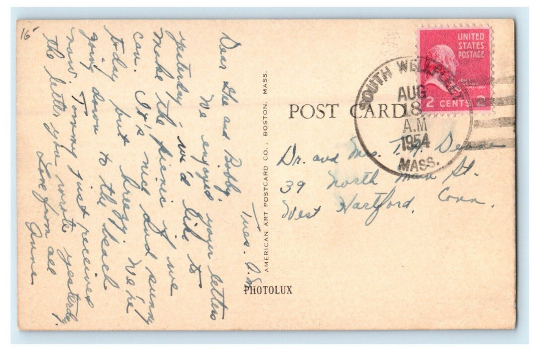 1954 Vintage Cars, Main Street, Wellfleet, Cape Cod Massachusetts MA Postcard
