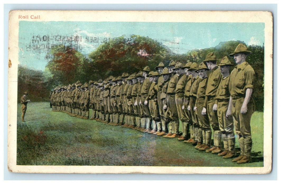 1918 Army Lined Up and Roll Call, Chattanooga, Tennessee TN Cancel Postcard