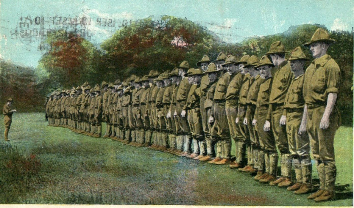 1918 Army Lined Up and Roll Call, Chattanooga, Tennessee TN Cancel Postcard