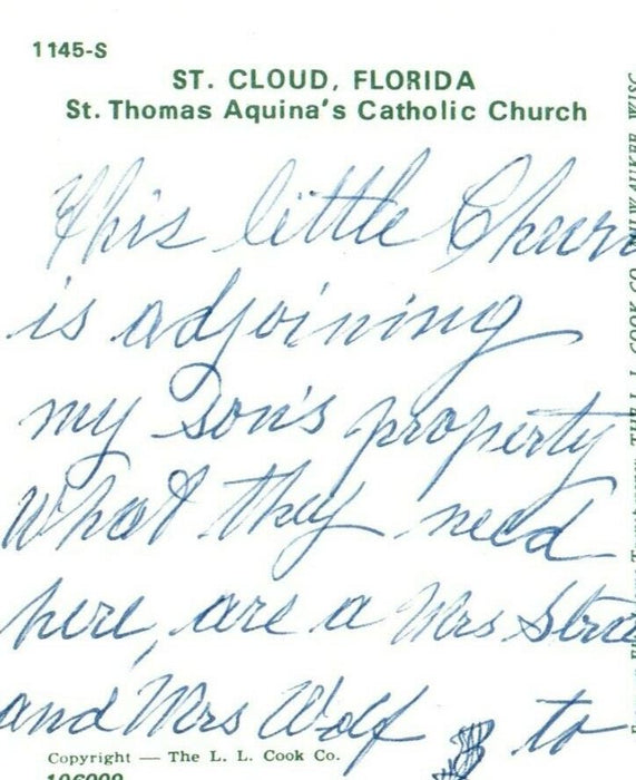 c1950's St. Thomas Aquina's Catholic Church St. Cloud Florida FL Postcard