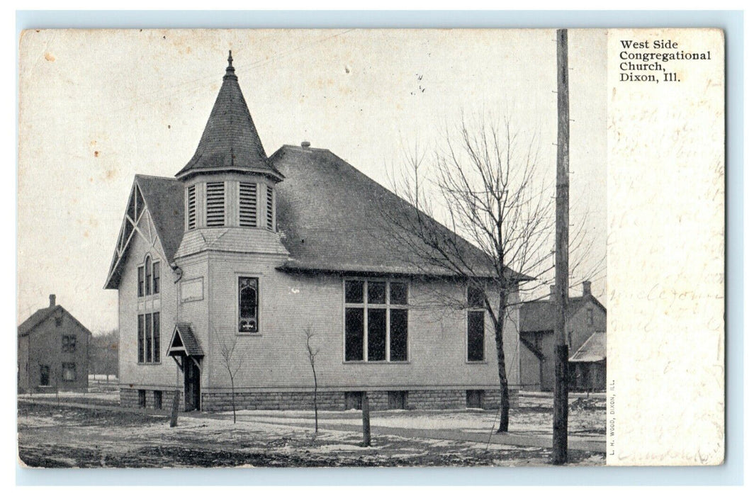 West Side Church Dixon Illinois 1906 Malden Vintage Antique Postcard