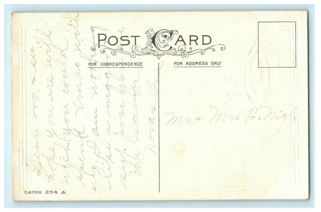 Merry Christmas Day Holly Embossed c1910 Vintage Antique Postcard
