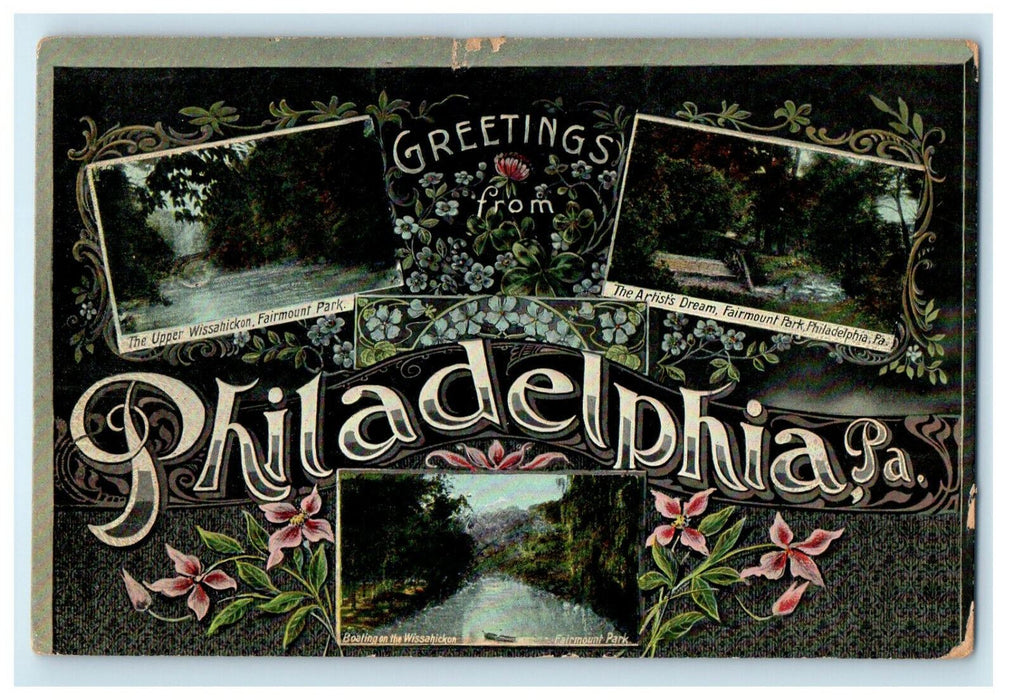 1909 Multiview, Greetings from Philadelphia Pennsylvania PA Cancel Postcard