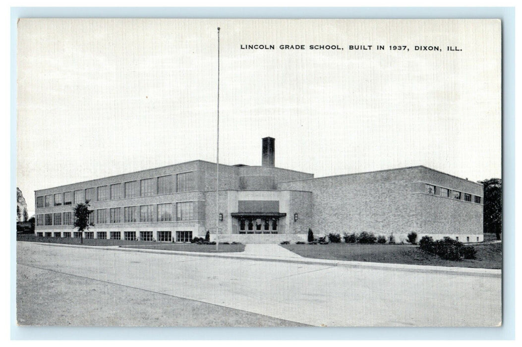 Lincoln Grade School 1937 Dixon Illinois Vintage Antique Postcard
