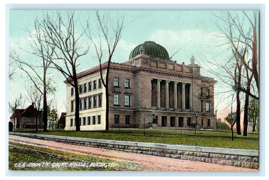 Lee County Court House Dixon Illinois 1908 Vintage Antique Postcard