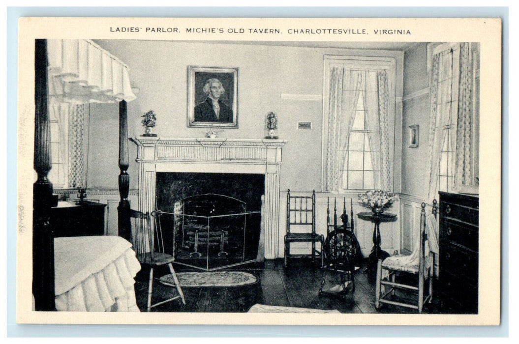 c1940s Ladies Parlor, Michie's Old Tavern Charlottesville Virginia VA Postcard