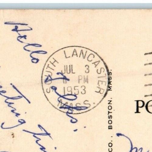 1953 St. John's Church Street View Clinton Massachusetts MA Vintage Postcard