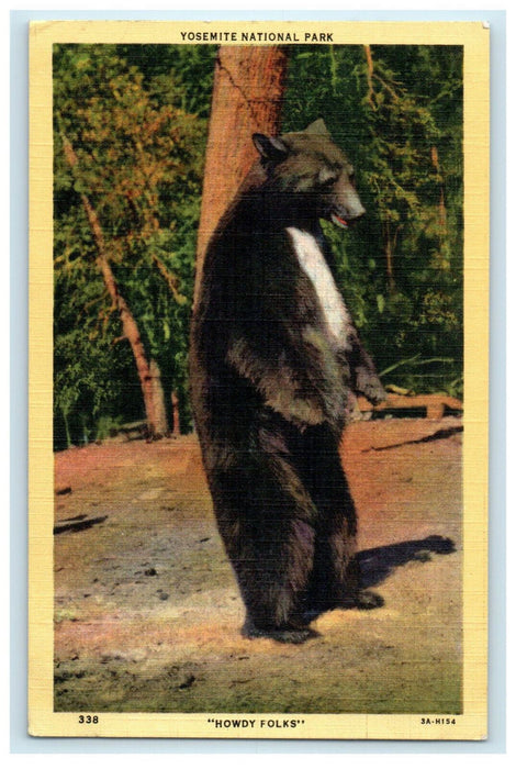 c1940s "Howdy Folks" Yosemite National Park, California CA Posted Postcard