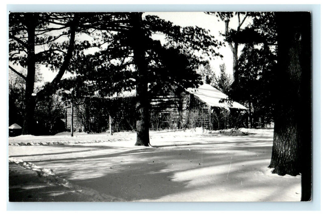 Hazelwood Log Cabin Guest House Dixon Illinois 1961 RPPC Photo Antique Postcard