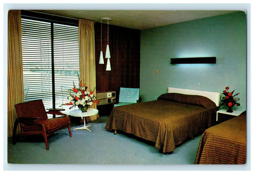 c1950's Howard Johnson's Motor Lodge Palm Beach Florida FL Room View Postcard