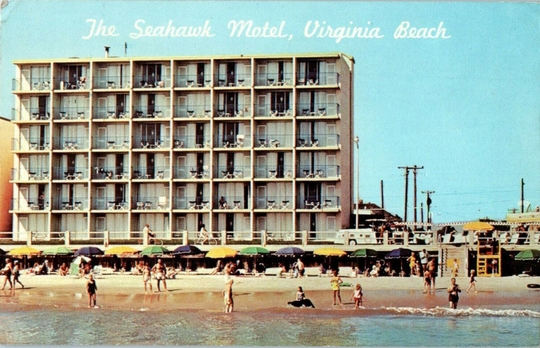 1966 The Seahawk Motel, Virginia Beach, Virginia VA Posted Cancel Postcard