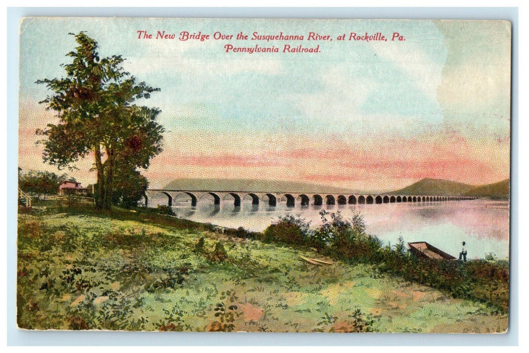 New Bridge Susquehanna River Rockville PA, Railroad Union News Company Postcard