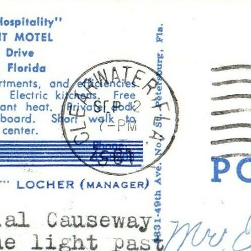 1961 Viking Apartment Motel Waterfront Clearwater Beach Florida FL Postcard