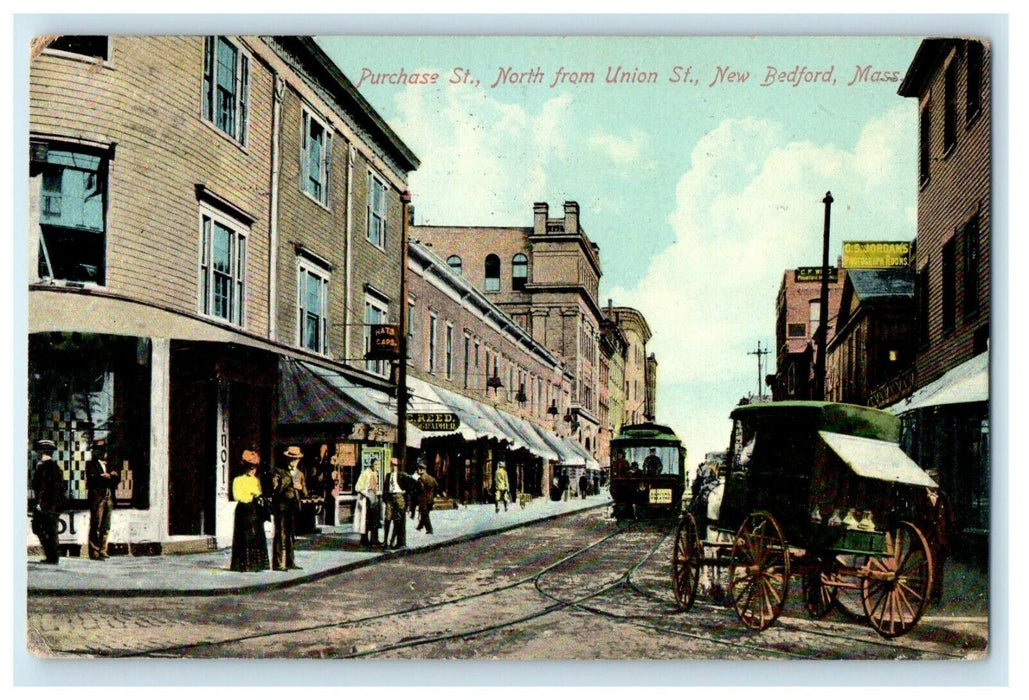 1909 Purchase St. North from Union Street New Bedford Massachusetts MA Postcard