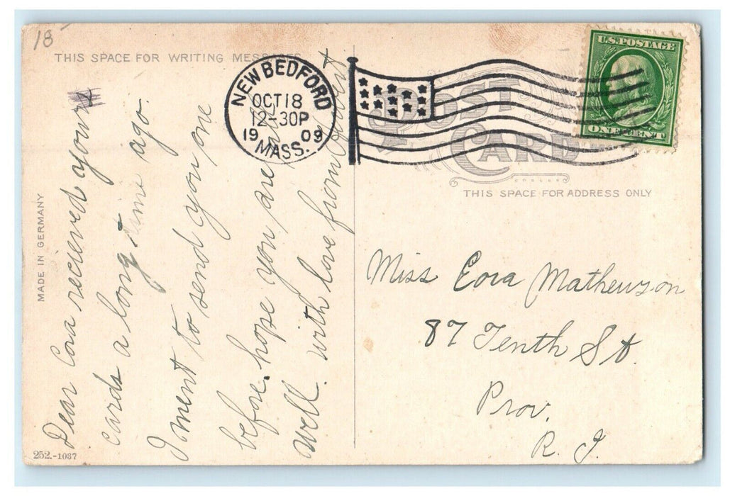 1909 Purchase St. North from Union Street New Bedford Massachusetts MA Postcard