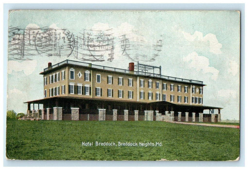 1918 View Of Hotel Braddock,  Braddock Heights Maryland MD Antique Postcard