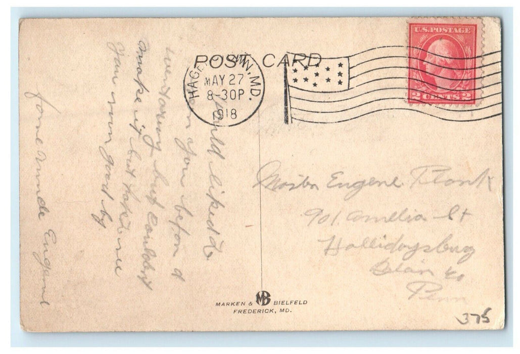 1918 View Of Hotel Braddock,  Braddock Heights Maryland MD Antique Postcard