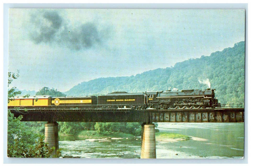 c1940s Chessie's Safety Express, Chesapeak and Ohio Railway 614 Vintage Postcard