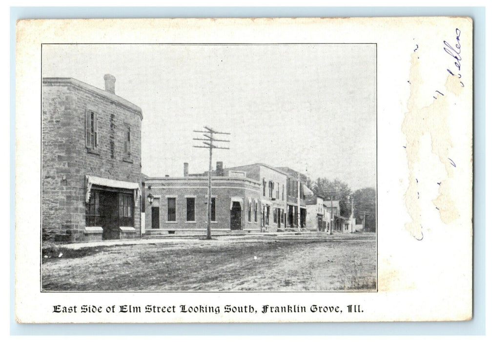 Elm Street Franklin Groove Illinois c1905 Vintage Antique Postcard