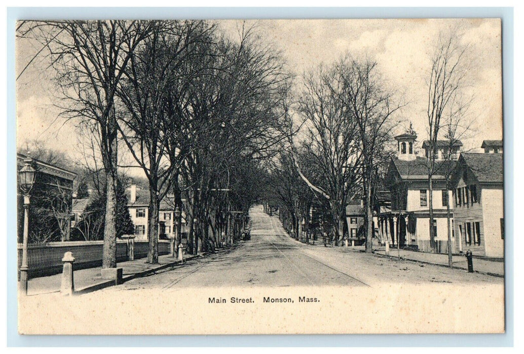 1905 Scene at Main Street, Monson, Massachusetts MA Antique Postcard