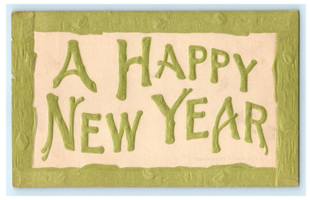 Happy New Year 1908 Hanover Delaware Embossed Vintage Antique Postcard