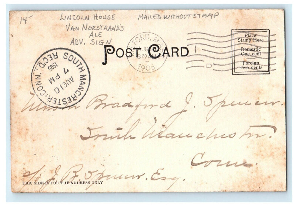 1905 View of Main Street, Milford, Massachusetts MA Antique Postcard