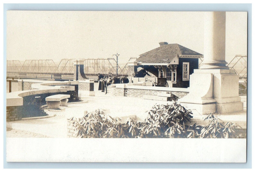 Toll Building Bridge Wagon Horse Harrisburg Pennsylvania PA RPPC Photo Postcard