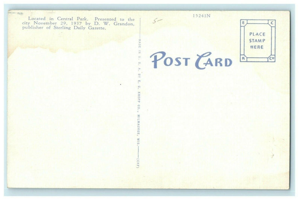 Band Shell Sterling Illinois Grandon Civic Center c1940 Vintage Antique Postcard