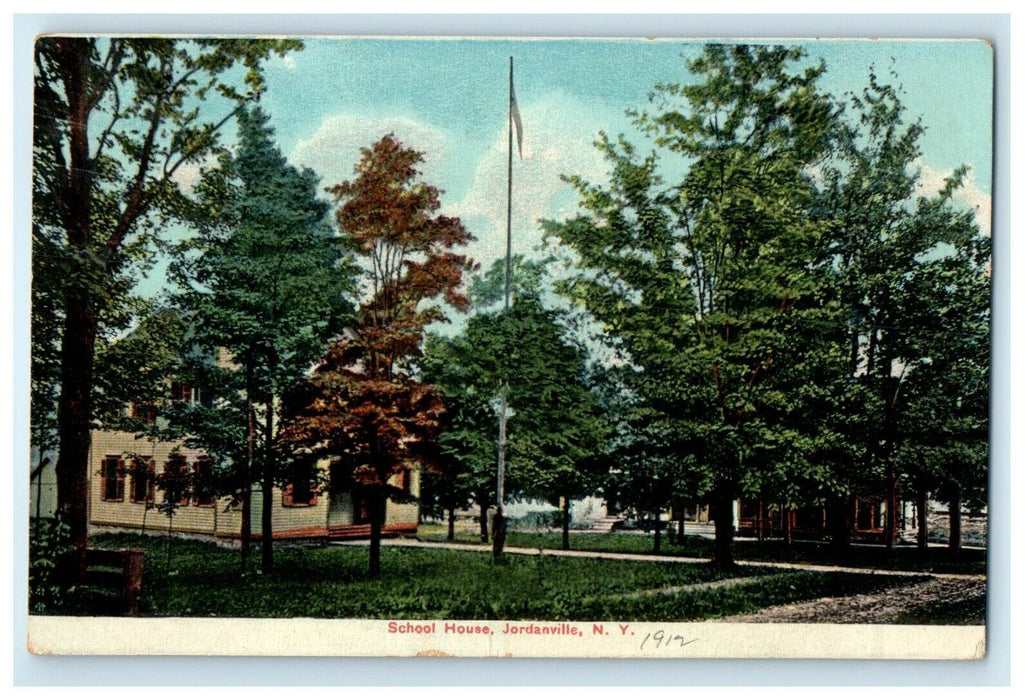 1912 School House Jordanville New York NY Posted Antique Postcard
