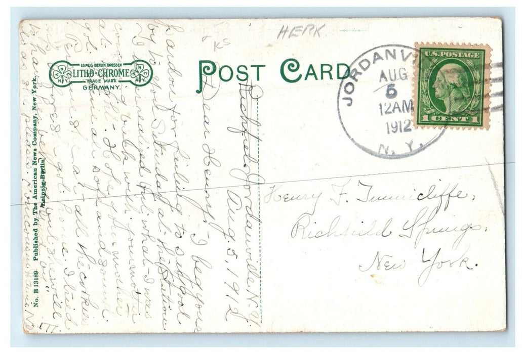 1912 School House Jordanville New York NY Posted Antique Postcard