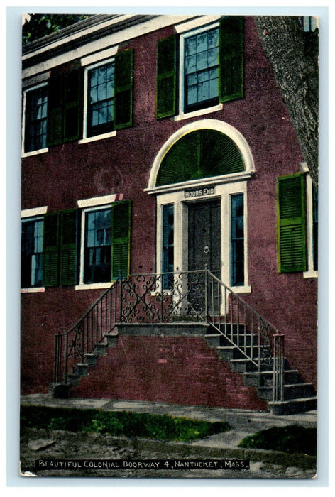 c1910 Beautiful Colonial Doorway 4 Nantucket Massachusetts MA Unposted Postcard