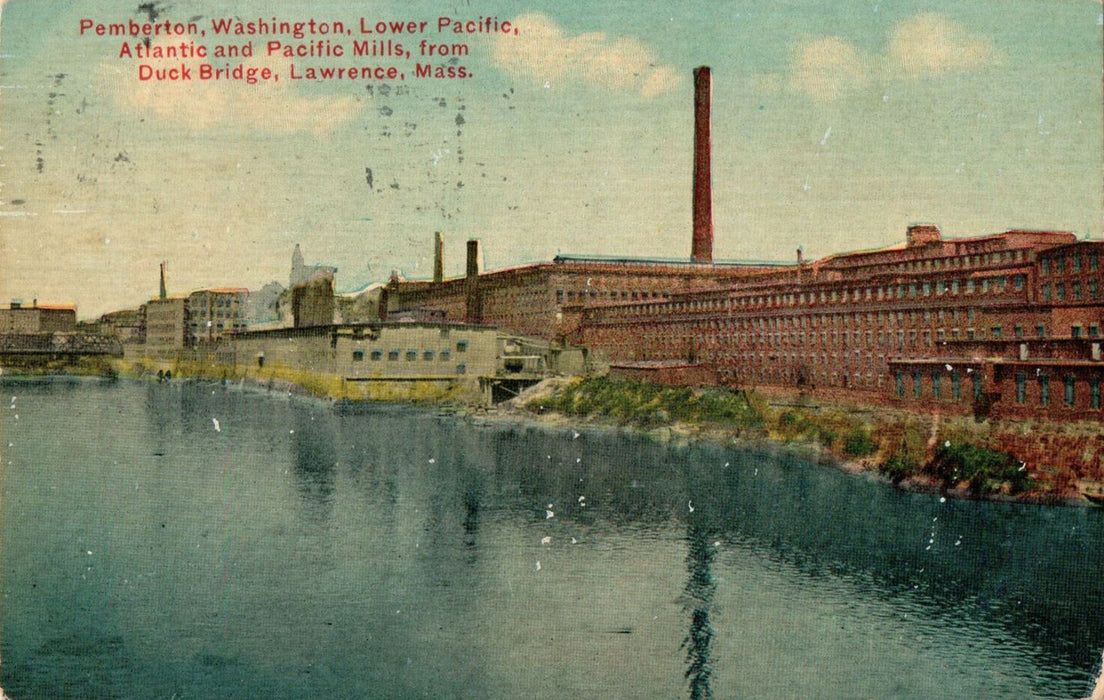 1911 View of Pemberton from Duck Bridge, Lawrence Massachusetts MA Postcard