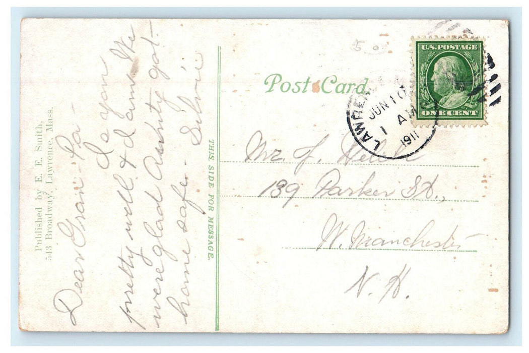 1911 View of Pemberton from Duck Bridge, Lawrence Massachusetts MA Postcard