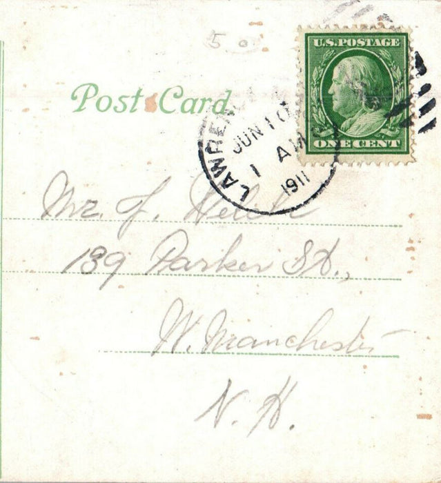 1911 View of Pemberton from Duck Bridge, Lawrence Massachusetts MA Postcard
