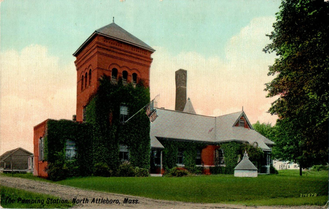 c1910s The Pumping Station, North Attleboro Massachusetts MA Antique Postcard