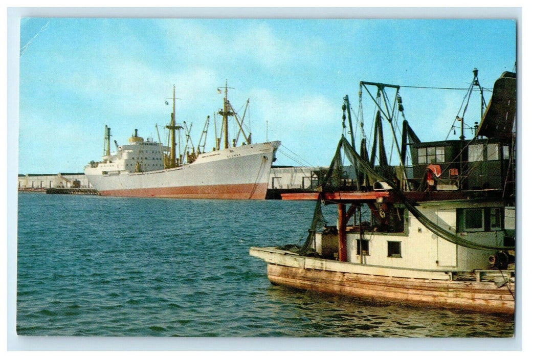 c1960's State Docks Ship Boats Gulfport Mississippi MS Posted Vintage Postcard