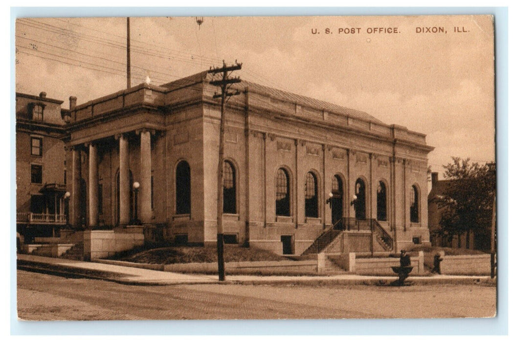 U.S. Post Office Dixon Illinois 1912 Dwight Posted Vintage Antique Postcard