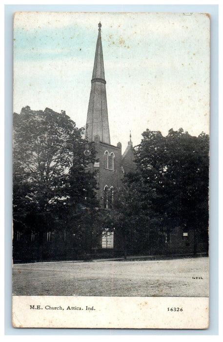 c1910's M.E. Church Attica Indiana IN Unposted Antique Postcard