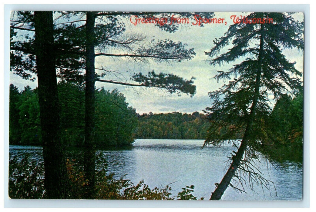 c1950's Greetings From Spooner Wisconsin WI Unposted Vintage Postcard