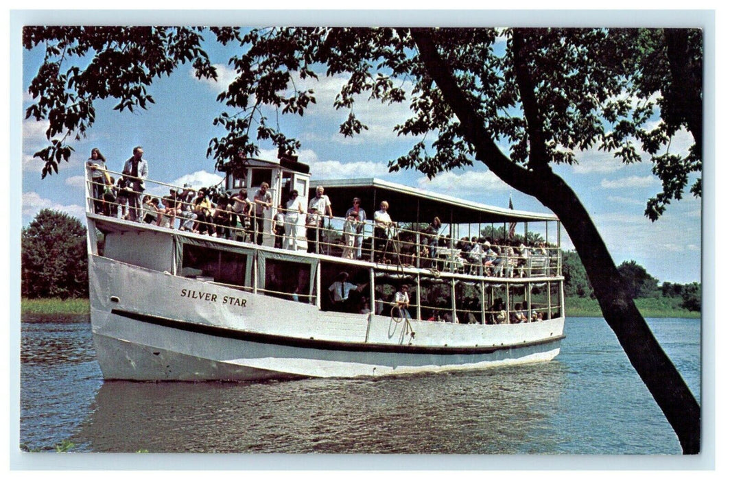 The Boat-Train Valley Railroad Essex Connecticut CT Boat Silver Star Postcard