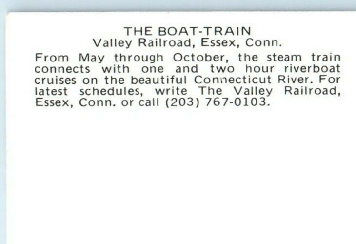 The Boat-Train Valley Railroad Essex Connecticut CT Boat Silver Star Postcard