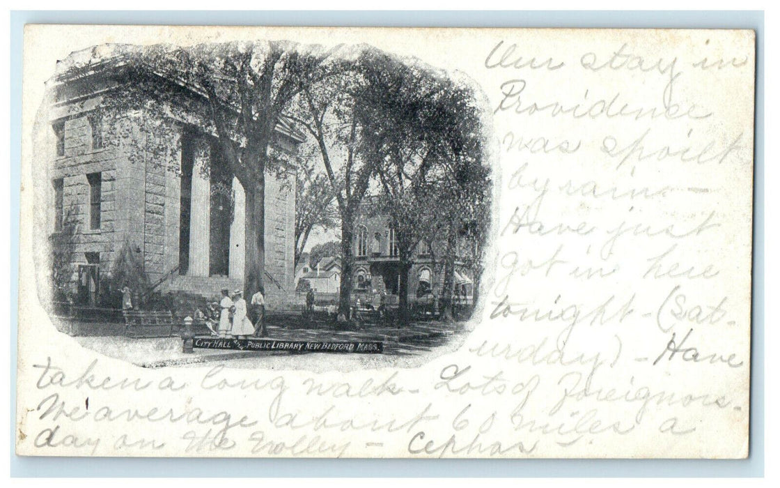 c1905s City Hall and Public Library, New Bedford Massachusetts MA Postcard